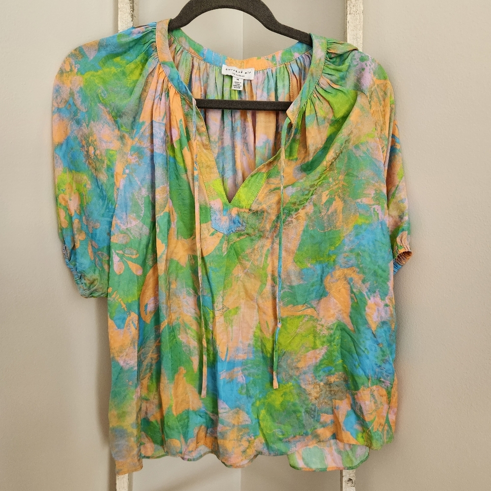 Current Air Womens Medium Split Neck Abstract Pri… - image 1